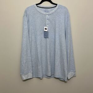 NWT Joseph Abboud Mens Blue Waffle Knit Modern Long‎ Sleeve Henley T-Shirt Large
